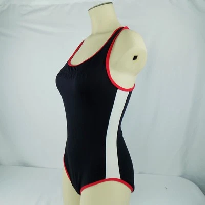 Traje de baño vintage de una pieza Calvin Klein negro blanco rojo talla 10 hecho en EE. UU. Foto 1 de 4