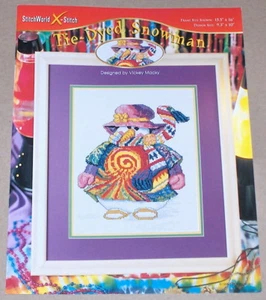 Vickey Macky Colorful "Tie Dyed Snowman" Cross Stitch Pattern - Picture 1 of 2