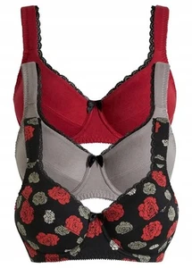 BH mit Bügel mit Bio-Baumwolle Gr. 100 (D) Schwarz Kirschrot Grau Damen-Bra Neu - Bild 1 von 1