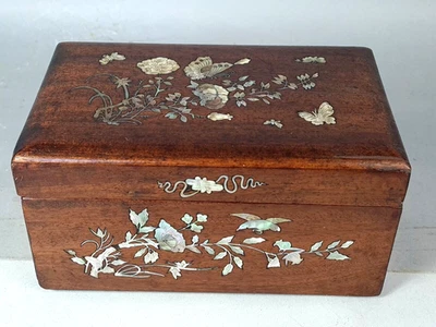 Ancien boite plumier ou couture bois et nacre Vietnam vers 1900 B545 - Photo 1/4