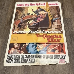 Póster de película original vintage de los años 60 Venetian Affair anuncio promocional libro Helen MacInnes - Imagen 1 de 9