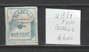 US Local Type # 48L1 VF unused, Clark & Co Bogus? Forgery? no gum, - Picture 1 of 2