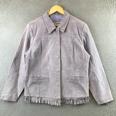 Винтажная замшевая куртка с бахромой Marvin Richards вестерн богемное лаванда размер XL - Изображение 1 из 4