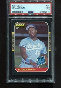 Bo Jackson Rookie 1987 Leaf #35 RC Card MLB Royals PSA 7 NM - Bild 1 von 2