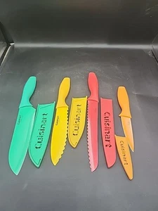 Lot of 4 Cuisinart Ceramic Coated Cutlery Knives Colorful With Sleeves Sheath - Picture 1 of 5