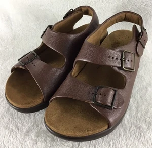 SAS Sandali da passeggio relaxed donna 7,5W larghi pelle marrone ambra fibbie comode - Foto 1 di 10