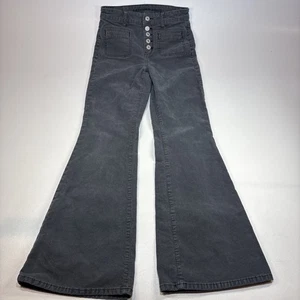 American Eagle Super High Rise Flare Cord Jeans Damen Gr. 2 Button Fly grau - Bild 1 von 10