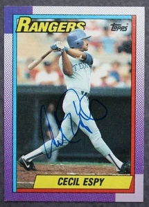 Texas Rangers Star Cecil Espy signed / handsigniert 1990 Topps Karte RAR -- - Bild 1 von 1
