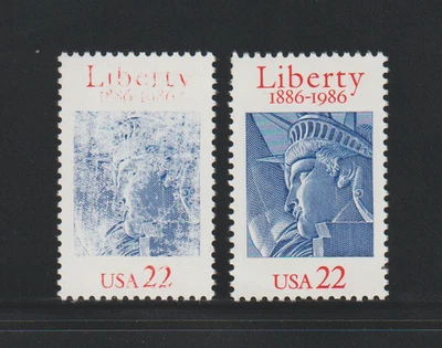 US EFO ERROR Stamps: #2224 Statue of Liberty: Ink freak & Tag shift &Normal. MNH - Image 1 of 2