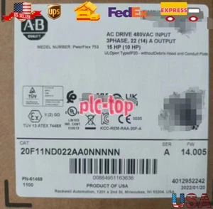 1PC New Allen Bradley 20F11ND022AA0NNNNN Powerflex 753 Ac Drive US Free Tax - Picture 1 of 3