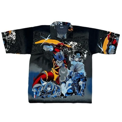 KAD Clothing Co Anime Graphic Shirt Mens XXL Hawaiian Y2k Maximalist Dopamine - Image 1 of 4