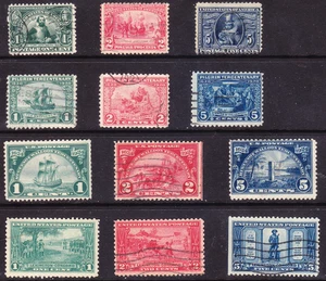 US Scott 328-330 548-550 614-616 617-619 old 1c-5c commemoratives U/F-VF CV $95 - Picture 1 of 1