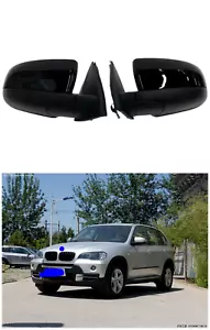 2Pcs E70 Car Side Door Rear Mirror Set for BMW X5 Series 3 Pins 2007-2013 BLACK - Picture 1 of 12