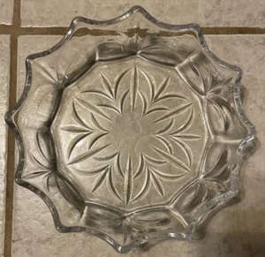 Vintage MCM Crystal Clear Paneled Glass Serving Salad Bowl 9” - Picture 1 of 5