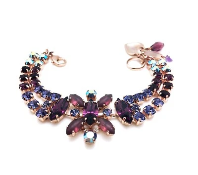 Pulsera Mariana Hermosa Rica Cristal Austriaco Azul y Púrpura Mis Tesoros... Foto 1 de 3