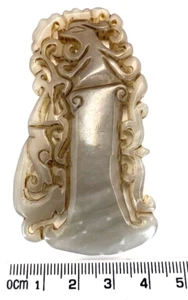 Antique Chinese Greyish Jade Phoenix Axe Pendant, 7.5x4 CMS - Picture 1 of 8
