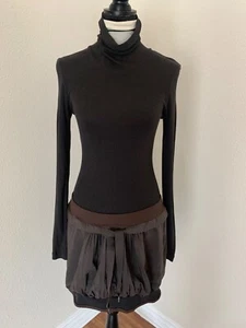 Cop-Copine Damen braun Rollkragen Langarm tailliert Blasensaum Kleid Logo Gr. S - Bild 1 von 24