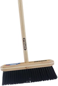 Kitchen Broom Premium Black Tampico Bristles, Wood USA Handle, Heavy Duty Househ - Picture 1 of 4