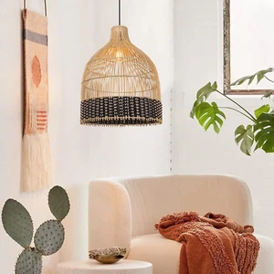 Arturesthome Rattan Pendant Lights Handmade Lampshades for Living Room Bedroom - Picture 1 of 13