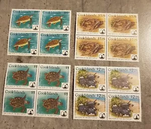 COOK ISLANDS YEAR OF THE SEA TURTLE IN BLOCKS OF FOUR MNH - Picture 1 of 1