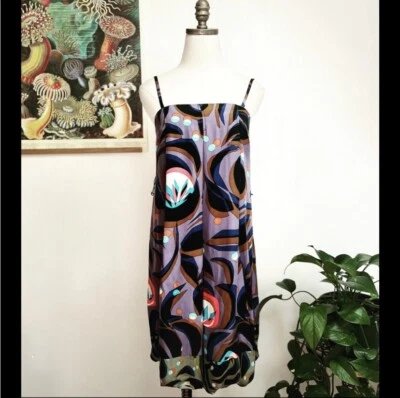 Tracy Reese Abstract Print Silk Knee Length Bubble Hem Dress size 2 Xs Foto 1 de 4