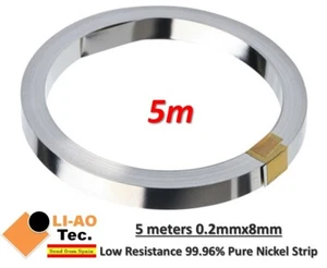5 metros 0.2mmx8mm tira de níquel puro 99.96% para la banda de níquel de soldadura por puntos de la batería - Imagen 1 de 8