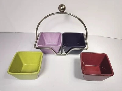 The Pampered Chef simple additions caddy Lavender, Purple, Lime, Burgandy bowls - Image 1 of 4