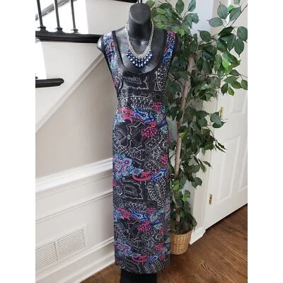 Vestido maxi longo Avenue feminino multicolorido poliéster gola redonda sem mangas 22/24 - Imagem 1 de 4