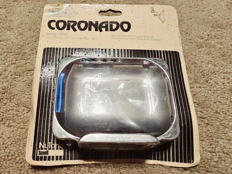 NOS Vintage 70's Hall Mack Coronado Chrome Bathroom Soap Dish Holder Wall Mount Cover