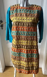 Hippie Etno Boho 👗Folklore Kleid S Handarbeit Perlen bestickt blau 70er Vintage - Bild 1 von 8