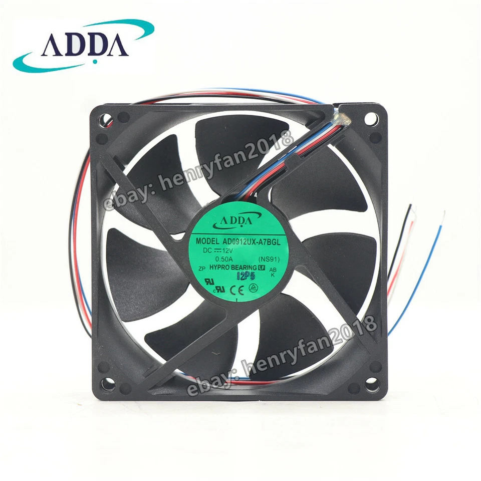 ADDA AD0912UX-A7BGL Axial Fan 12V 0.5A 92*92*25MM 4wire Desktop Case Cooling Fan - Image 1 of 4