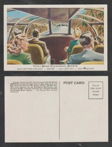 Train Postcard Vista Dome California Zephyr Unused White Border Chrome - Picture 1 of 4