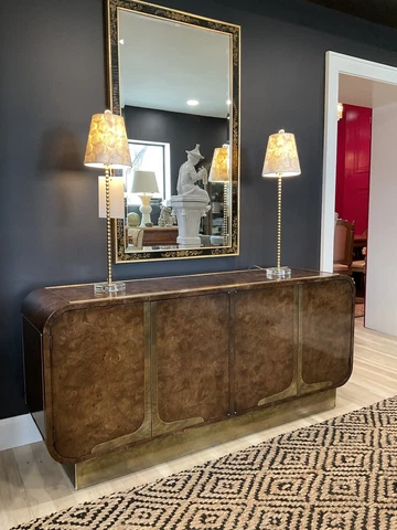 Mastercraft Burled Wood And Brass Credenza Cover