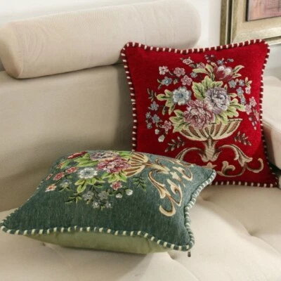 Vintage Embroidery Pillow Case Floral Throw Sofa Cushion Cover Ethnic Decoration - Image 1 of 4