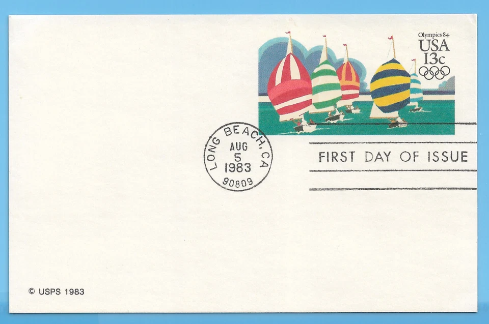 US 1983 Olympics Sail Boats First day Issue Postcard - Image 1 of 1