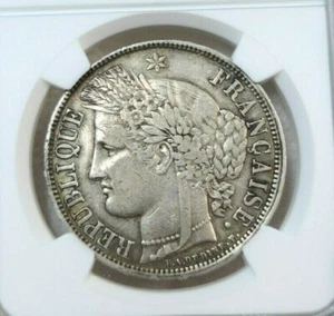 1870 K FRANCE SILVER 5 FRANCS ANCHOR MARK CERES NGC VF 30 SCARCE LOW MINTAGE - Picture 1 of 6