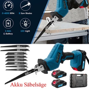 Akku Säbelsäge Elektrische Reciprosäge Tigersäge Fuchsschwanz mit 8 Sägeblätter - Bild 1 von 10