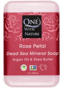 One With Nature Dead Sea Minerals Rose Petal Triple Milled Bar Soap 7 oz 6 Pack - Picture 1 of 3