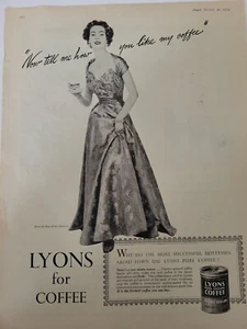1934 Lyons Pure Ground Coffee Damen Roecliff and Chapman Kleid Vintage Werbung - Bild 1 von 1