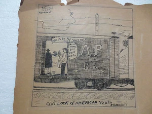 CONGRESO JUVENIL AMERICANO "MOVIMIENTO JUVENIL NACIONAL" CARICATURA ORIGINAL AÑOS 30 RARO - Imagen 1 de 7