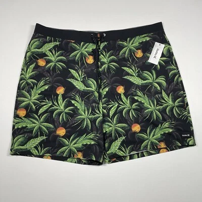 Hurley Phantom Board Shorts Para Hombre 46 Negro Verde Tropical Floral AOP NUEVO Foto 1 de 4
