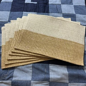 Juego de 6 manteles individuales beige tejido neutro en bloque - Imagen 1 de 6