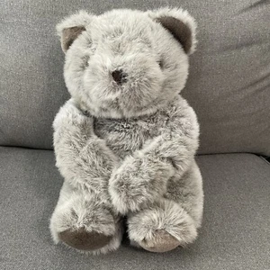 Vintage Modern Woman Teddy Bear 14" Gray Stuffed Plush Hanging Furry Soft Toy - Picture 1 of 7