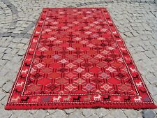 Vintage Red Color Caucasian Kurdish Jajem Kilim Rug 49'' X 76'' Wool Area Rug