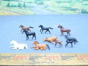 HO 1/87 Figures Preiser LOT of TEN (10) PAINTED HORSES Assorted Poses