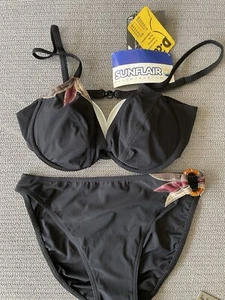 Bikini NEU Sunflair 38D ( 75D) mit Bügel und Höschen 38 in schwarz mit Akzenten - Bild 1 von 2
