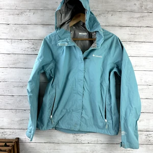 Columbia Women's Size Medium Windbreaker Jacket Nylon Omni Tech Hooded blue - Picture 1 of 11