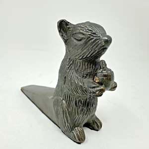 Cast Iron Chipmunk Squirrel Door Stop Wedge Stopper Rustic Vintage Look Decor - Picture 1 of 7