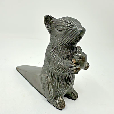 Cast Iron Chipmunk Squirrel Door Stop Wedge Stopper Rustic Vintage Look Decor - Image 1 of 4