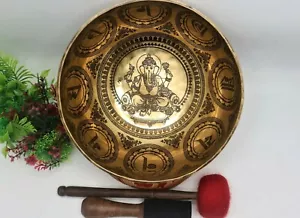 11" Lord Ganesh with Mantra singing bowl - Tibetan bowl for meditation, healing - Picture 1 of 8